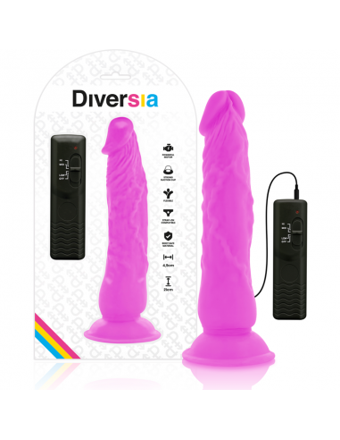 DIVERSIA DILDO FLEXIBLE CON VIBRACION 21 CM LILA