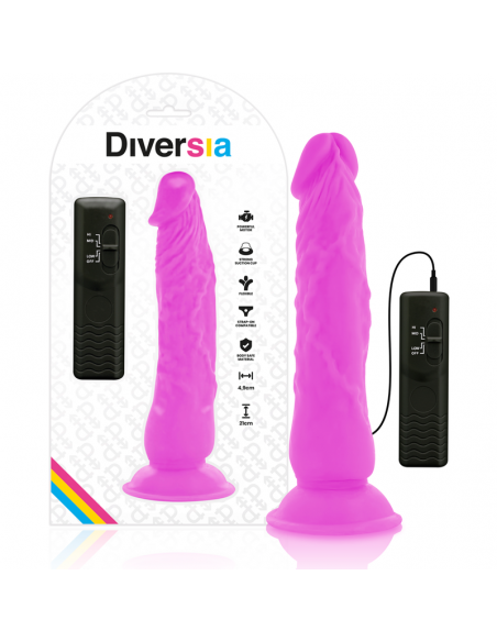 DIVERSIA DILDO FLEXIBLE CON VIBRACION 21 CM LILA