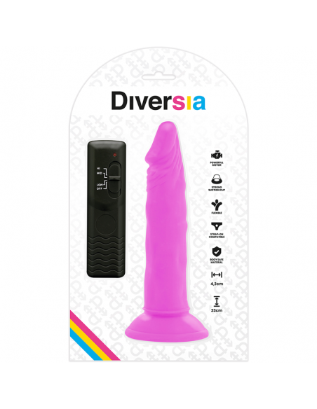 DIVERSIA DILDO FLEXIBLE CON VIBRACION 23 CM LILA