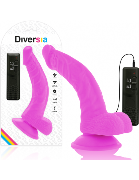 DIVERSIA DILDO FLEXIBLE CON VIBRACION 215 CM LILA