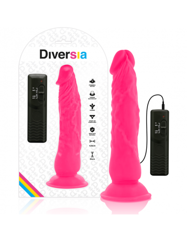 DIVERSIA DILDO FLEXIBLE CON VIBRACION 21 CM ROSA