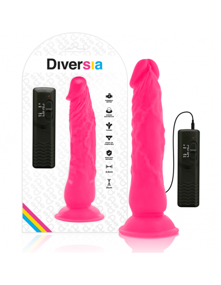 DIVERSIA DILDO FLEXIBLE CON VIBRACION 21 CM ROSA