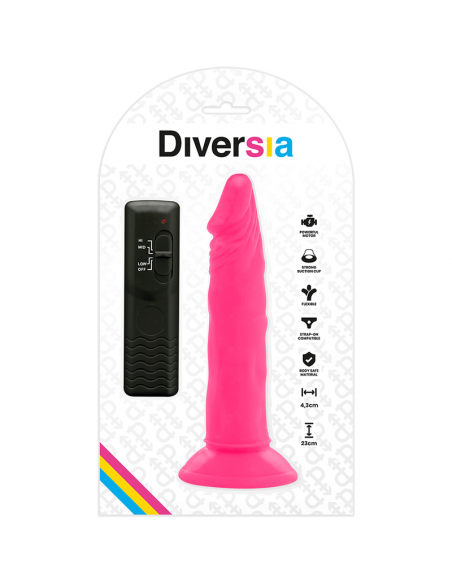 DIVERSIA DILDO FLEXIBLE CON VIBRACION 23 CM PINK