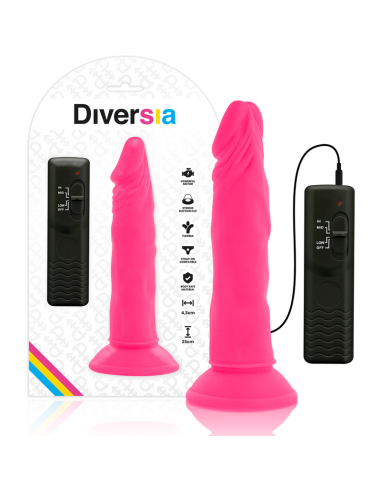 DIVERSIA DILDO FLEXIBLE CON VIBRACION 23 CM PINK