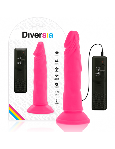 DIVERSIA DILDO FLEXIBLE CON VIBRACION 23 CM PINK