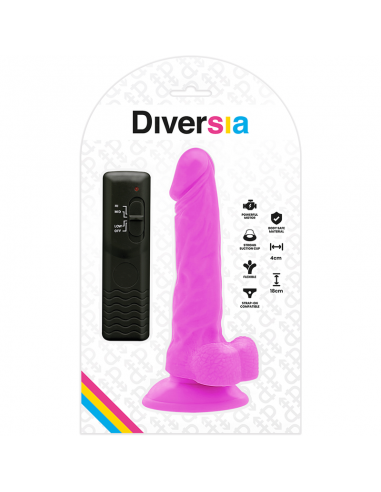 DIVERSIA DILDO FLEXIBLE CON VIBRACIoN 18 CM LILA