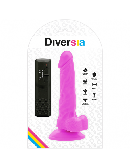 DIVERSIA DILDO FLEXIBLE CON VIBRACIoN 18 CM LILA