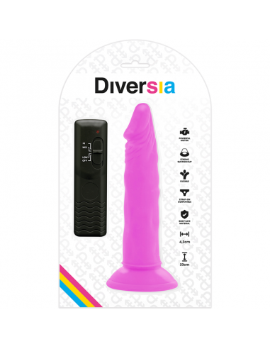 DIVERSIA DILDO FLEXIBLE CON VIBRACION 23 CM LILA