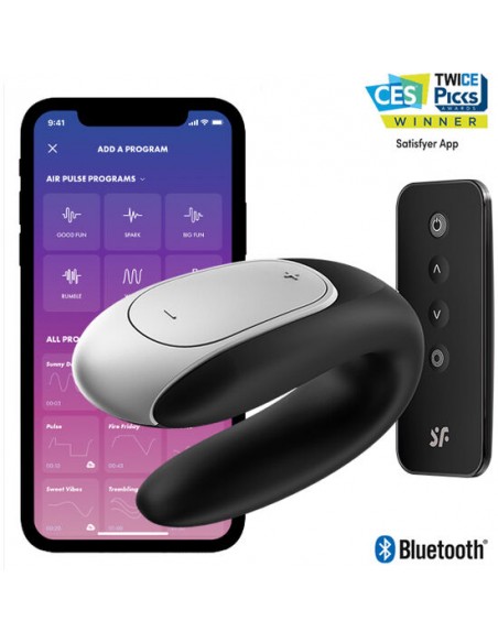 SATISFYER DOUBLE FUN PARTNER VIBRATOR NEGRO
