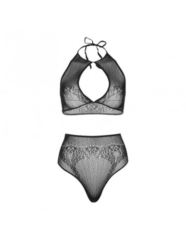 LEG AVENUE SET DOS PIEZAS TOP CORTO CUELLO HALTER Y TANGA TALLA UNICA