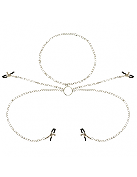 OHMAMA FETISH 4 PINZAS PEZONES CON COLLAR DE CADENAS