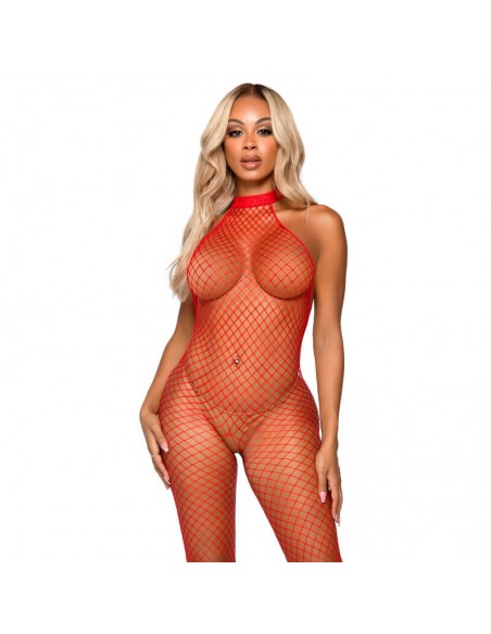 LEG AVENUE BODYSTOCKING CUELLO RACER TALLA UNICA ROJO