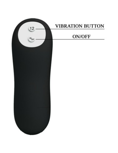 PRETTY LOVE PLUG ANAL SILICONA FORMA PENE Y 12 MODOS VIBRACION NEGRO
