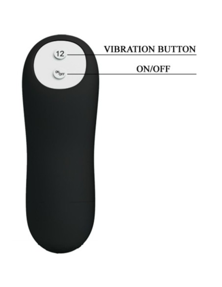 PRETTY LOVE PLUG ANAL SILICONA FORMA PENE Y 12 MODOS VIBRACION NEGRO