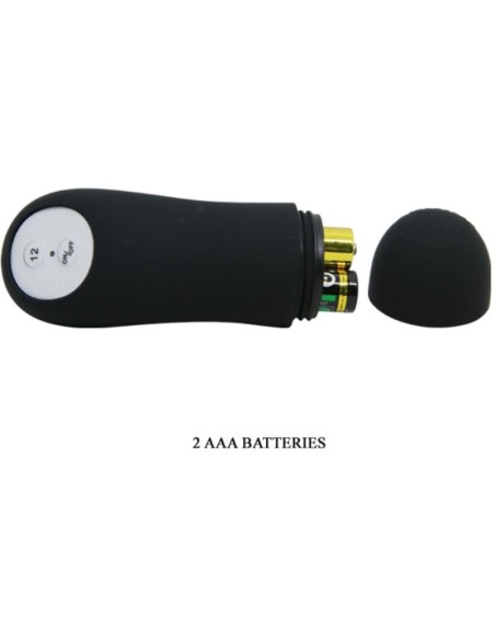 PRETTY LOVE PLUG ANAL SILICONA FORMA PENE Y 12 MODOS VIBRACION NEGRO