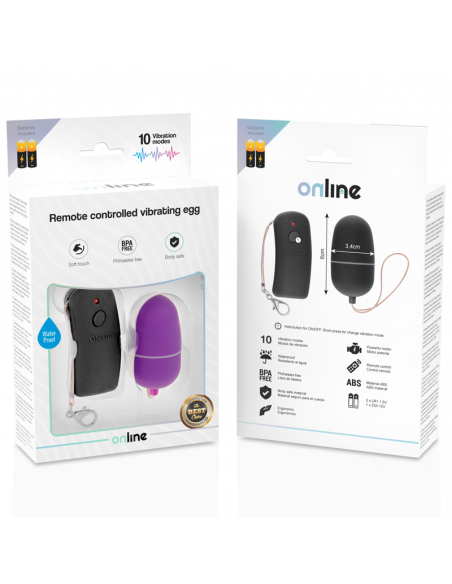 ONLINE HUEVO VIBRADOR CON MANDO CONTROL REMOTO LILA