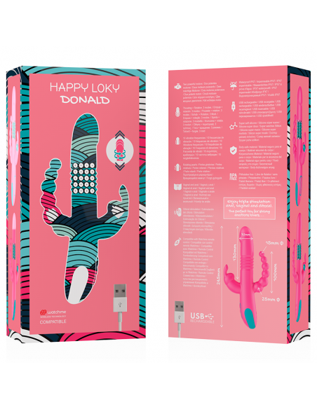 HAPPY LOKY DONALD TRIPLE ESTIMULACIoN ANAL PUNTO G CLiTORIS COMPATIBLE CON WATCHME WIRELESS TECHNOLOGY