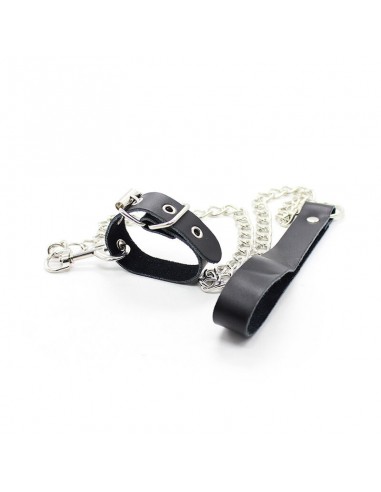 OHMAMA COLLAR Y CORREA PIEL CON CADENA METALICA