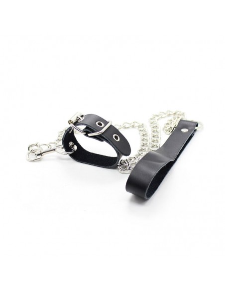 OHMAMA COLLAR Y CORREA PIEL CON CADENA METALICA