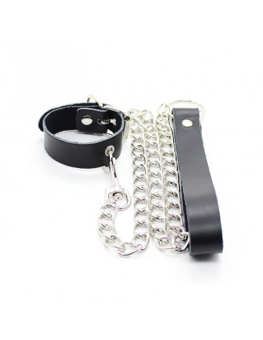 OHMAMA COLLAR Y CORREA PIEL CON CADENA METALICA