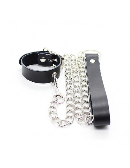 OHMAMA COLLAR Y CORREA PIEL CON CADENA METALICA
