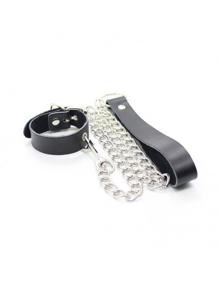 OHMAMA COLLAR Y CORREA PIEL CON CADENA METALICA
