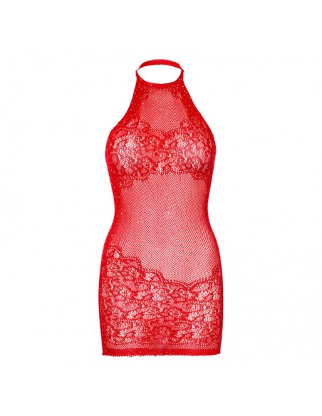 LEG AVENUE MINI VESTIDO CON PEDRERiA TALLA uNICA ROJO