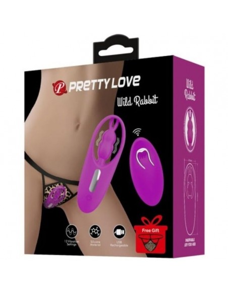 PRETTY LOVE WILD RABBIT ESTIMULADOR PARA BRAGUITA CON CONTROL REMOTO LILA