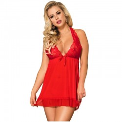 SUBBLIME BABYDOLL ROJO CON BORDADOS FLORALES EN PECHOS L XL