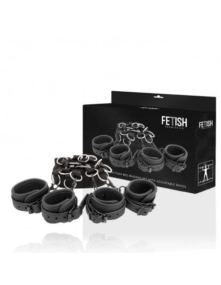 FETISH SUBMISSIVE SET ATADURAS CAMA LUXURY CON FORRO DE NOPRENO