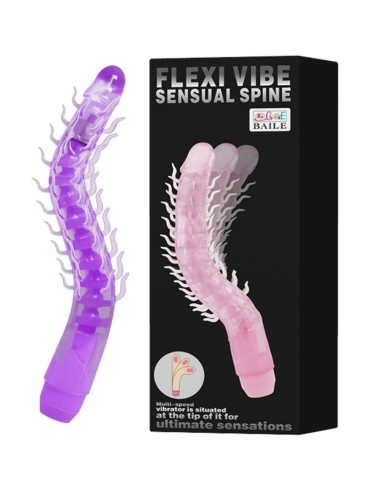 FLEXI VIBE SENSUAL SPINE BENDABLE VIBRATING DILDO LILA 235 CM