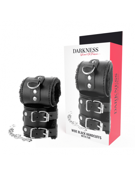 DARKNESS ESPOSAS CUERO CON FORRO AJUSTABLES NEGRO