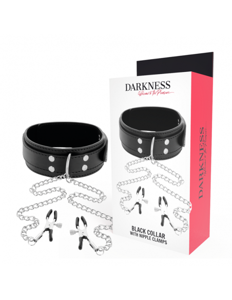 DARKNESS COLLAR CON PINZAS PARA PEZONES NEGRO