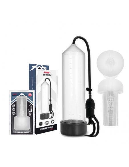 PUMP ADDICTED BOMBA ERECCIoN RX5 TRANSPARENTE CON MASTURBADOR