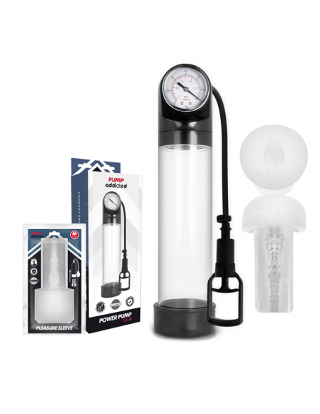 PUMP ADDICTED BOMBA ERECCIoN RX9 TRANSPARENTE CON MASTURBADOR