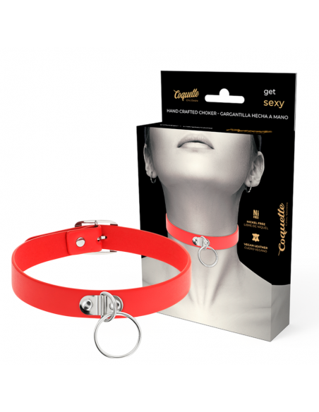 COQUETTE CHIC DESIRE COLLAR CUERO VEGANO ROJO ACCESORIO WOMAN FETISH