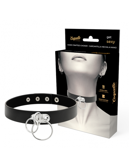 COQUETTE CHIC DESIRE CHOKER CUERO VEGANO DOBLE ANILLA