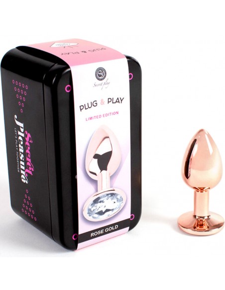 SECRET PLAY METAL BUTT PLUG ORO ROSA TALLA S 7 CM