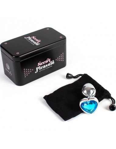 SECRET PLAY METAL BUTT PLUG CORAZoN AZUL TALLA S 7 CM