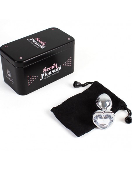 SECRET PLAY METAL BUTT PLUG CORAZoN TRANSPARENTE TALLA S 7 CM