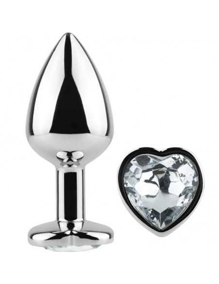 SECRET PLAY METAL BUTT PLUG CORAZoN TRANSPARENTE TALLA S 7 CM