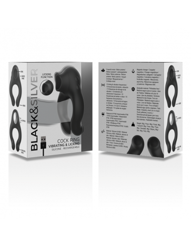 BLACKSILVER ANILLO VIBRADOR SILICONA RECARGABLE NEGRO