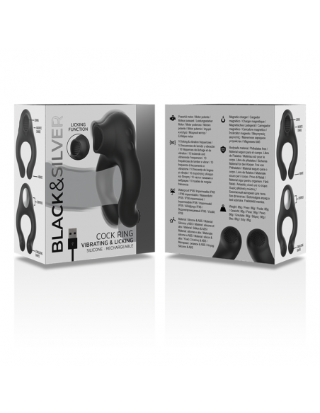 BLACKSILVER ANILLO VIBRADOR SILICONA RECARGABLE NEGRO