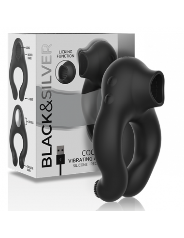BLACKSILVER ANILLO VIBRADOR SILICONA RECARGABLE NEGRO