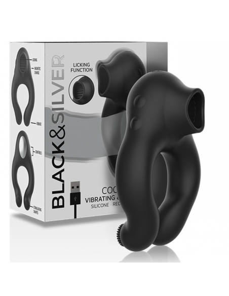 BLACKSILVER ANILLO VIBRADOR SILICONA RECARGABLE NEGRO