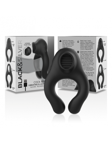 BLACKSILVER ANILLO VIBRADOR SILICONA RECARGABLE NEGRO