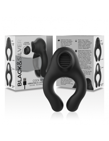BLACKSILVER ANILLO VIBRADOR SILICONA RECARGABLE NEGRO