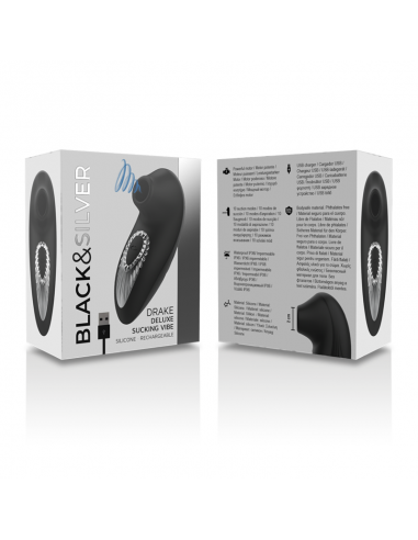 BLACKSILVER DRAKE DELUXE SUCKING VIBE SILICONA RECARGABLE NEGRO