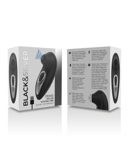 BLACKSILVER DRAKE DELUXE SUCKING VIBE SILICONA RECARGABLE NEGRO