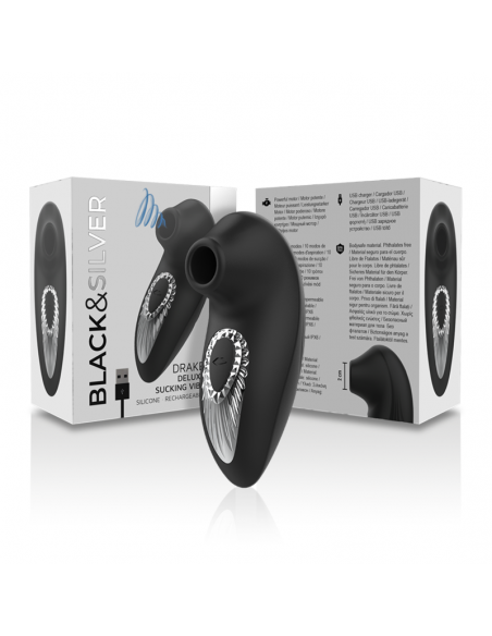 BLACKSILVER DRAKE DELUXE SUCKING VIBE SILICONA RECARGABLE NEGRO